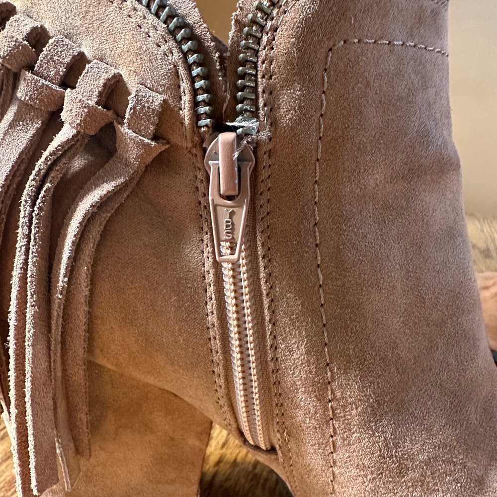 DV by Dolce Vita Tan Suede Fringe Heeled Boots - Picture 8 of 16